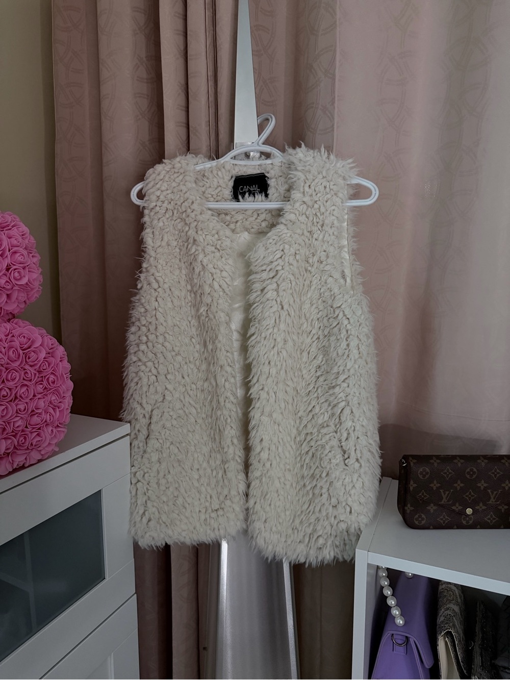 Canali Ivory Faux-Shearling Teddy Vest